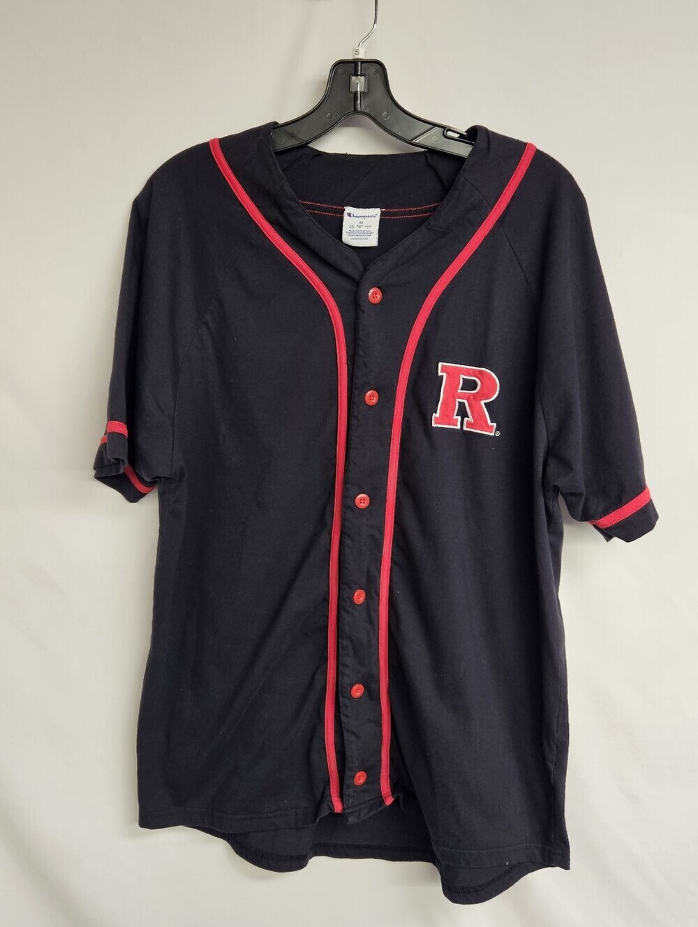 CHAMPION RUTGERS Scarlet Knights Baseball Jersey Size Medium NCAA Vintage